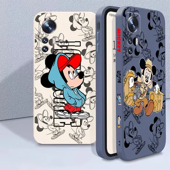 Anime Disney Mickey Minne Telefón puzdro Pre Xiao A2 A3 6 6X 10 11X 11T 11T Pro 11i 5G 12 12X 12 Pro Kvapaliny Vľavo Lano Funda Kryt