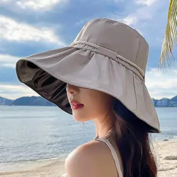 COKK Letné Čiapky Pre Ženy na Ochranu pred Slnkom Skladacia Veľký Okraj Slnečník Vonkajšie Dámy Sun Hat Floppy Gorros Pláž Cap Nové Kórea
