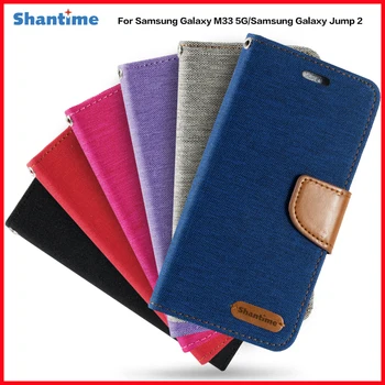 PU Kože Flip puzdro Pre Samsung Galaxy M33 5G obal Pre Samsung Galaxy Skok 2 Držiteľa Karty Silikónové Photo Frame Prípade Peňaženky Kryt