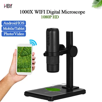 1000X Zoom, WIFI Digitálny Microscope1080P HD Desktop Professional Mikroskop pre Android IOS PC s 8 LED s Funkciou Videa Foto