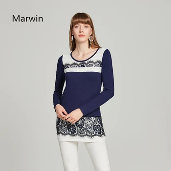 Marwin 2018 Nové-prichádza Jeseň Zima Bežné Pulóvre Čipky Kvetinový Svetre pletený sveter Ženy bežné streetwear sveter