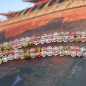 Horúce 4 mm Tvárou ružová multicolor melón turmalín 15inches DIY voľné korálky očarujúce vhodná pre ženy, takže šperky