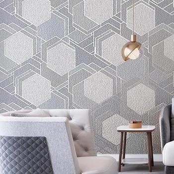 Moderné Jelenice Velvet Tapety Luxusné netkanej Textílie 3D Sivá Hexagon, Obývacia Izba, Spálňa, TV joj, Stenu, Papierové Nálepky