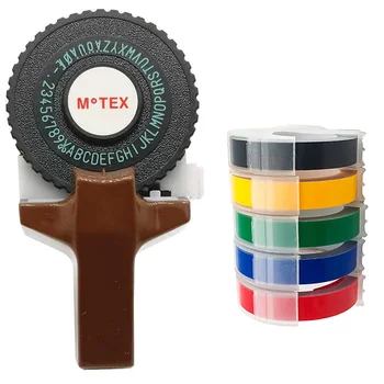 Hnedé Motex E101 Príručka Label Maker DIY Strane Dekoratívne Príručka Stroji pre 9mm 3D razba PVC plastu označenie páskou