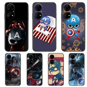 Marvel Kapitán Amerika Telefón puzdro Na Huawei p50 p30 P40 P20 10 9 8 Lite E Pro Plus Black Etui Coque Maľovanie Hoesjes komické fas