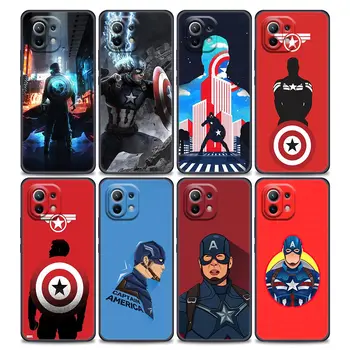 Marvel Kapitán Amerika Avengers Telefón puzdro Pre Xiao Mi 12 12X 11T X4 NFC M3 F3 GT M4 Pro Lite NE 5G Poco M3 M4 X4 Black Kryt