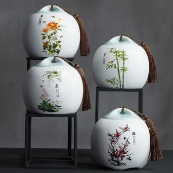 Japonské Zenové Keramické Čaj Nádrž Zapečatené Jar Porcelánu Remeselné Ozdoby Biela Úložný Box Cukrovinky, Káva Zrnková Jar Domáce Dekorácie