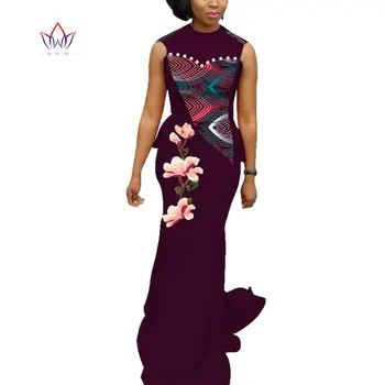 Africké Šaty Pre Ženy Móda Boho bez Rukávov Nigérijský Tradičné Oblečenie Bazin Dlho strany Dámske Šaty Plus Veľkosť WY3511