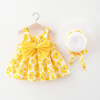 2022 Letné Baby Girl Dress Citrón Tlač Novorodenca Šaty Krst Šaty Princezná Narodeniny Šaty pre Baby Girl
