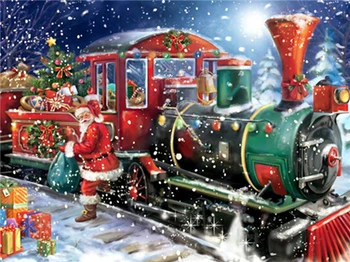 Vyšívanie Diamond Výšivky Cross Stitch Módne Vianočné Darčeky 5D Diy Diamond Maľovania Vlaku na Stenu Dekor cartoon Santa Claus