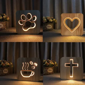 LED Nočné Svetlo Kríža Srdce Lampy, Nočné Lampy, USB Nabíjateľné Spálňa Decor Darček Detí Svetlá Tvorivé Noc Lampa pre Domáce