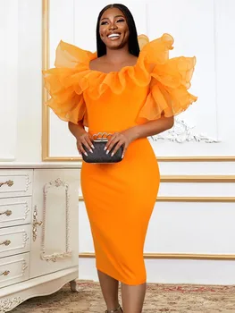 Večierok Afriky Šaty Pre Ženy Jeseň Fashion Design Gázy Spájať Bodycon Šaty Župan Africaine Femme Elegantné Vestidos