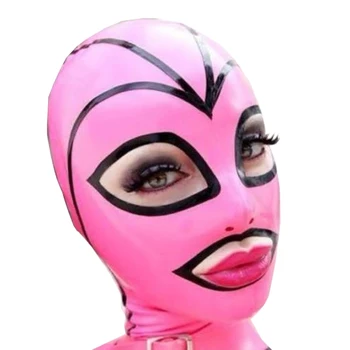 Prírodný Latex Rubber Gumy Výstroj Ženy, Mužov, Ružová Maska Kapota Ručné Headpiece RLM196