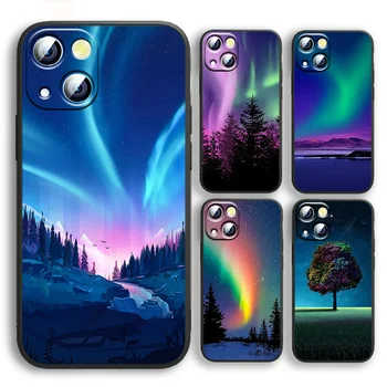 Northern Lights Neba Pre Apple iPhone 11 12 13 Max Mini 7 8 X XR XS Pro Plus Čierne luxusné Mäkké Telefón Prípade