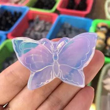 Krásne Prírodné opal Crystal Motýľ, Ručne Vyrezávané A Leštené Vzácny Drahokam Domáce Dekorácie Zber