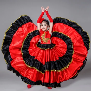 2022 Nový španielsky Kostým Dievča Dlho Červená Flamenco Šaty, Kostýmy pre Deti, Oblečenie Sála Sukne pre Dievčatá Dieťa Tanečné Šaty