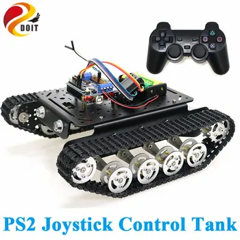 PS2 joystickom Šok Absorper Inteligentný Robot Nádrž Podvozku S Dvojitou DC Motor+Arduino Dosky+Motorových Vodič Doska Pre DIY Projekt
