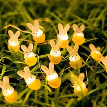 Šťastné Veľkonočné Dekorácie Bunny Mrkva Svetlo String Veľkonočné Dekorácie pre Domov Roztomilý Kreslený Holiday Party Dekorácie