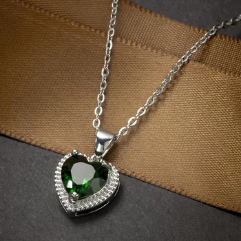 Luxusné Žena Emerald Crystal Prívesky Vznešený Pôvab Ženy, Svadobné Srdce AAA Zirkón Náhrdelník Elegantné Nevesta Zapojenie Šperky