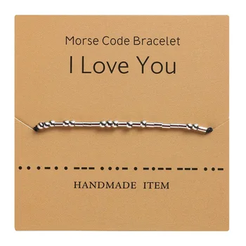 10pcs/Veľa Ručné Morseova abeceda Korálky Najlepší Priateľ Kúzlo Náramok pre Priateľstvo s Nastaviteľným String Inšpiratívne Šperky
