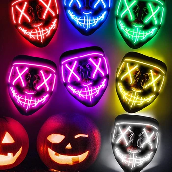 Halloween Démon Vrah LED Svetlo Maska Kostra Cosplay Rave Party Dekor Masku, Hračky pre Deti, Dospelých Halloween Dary