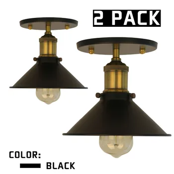 2 KS Loft Vintage Strop Žiarivky E27 Čierne Kovové Tienidlo Lampy, Stropné svietidlo Osobnosti Jednoduché Krajiny Balkón Osvetlenie