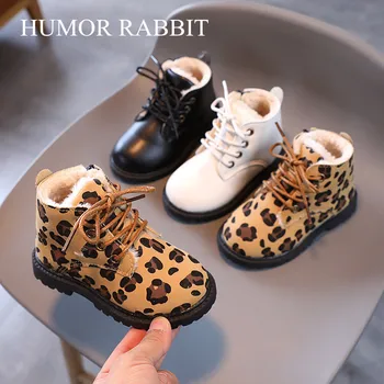 Jeseň Zima Chlapci Dievčatá Footwears Deti Soft-Soled Topánky pre Deti 1-6Y Leopard Bežné Boot Non-Slip na Zips, Veľkosť Topánok, 21-30