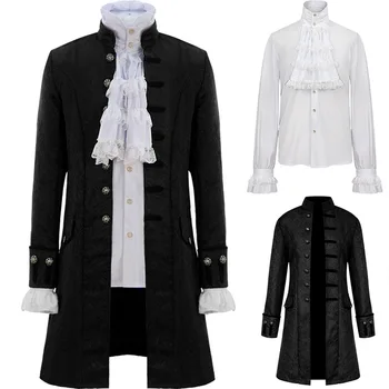 Vintage oblečenie Tričko Steampunk Kabát Mužov Uniformy Gentleman Kabát Dráma Kostým