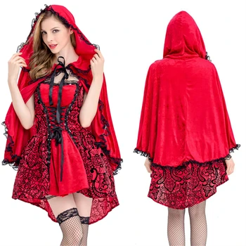 Halloween Kostýmy pre Ženy Gotický Malé Červené Cosplay Dospelých Upír Plášť Karneval Party Výkon Oblečenie s Klobúk