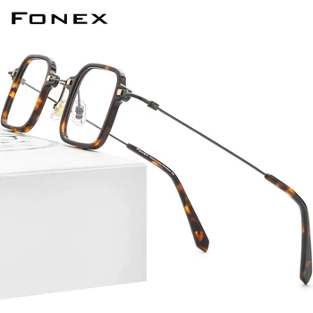 FONEX Acetát Titánové Okuliare Rám Mužov 2021 Nový Vintage Námestie predpísať Okuliare Ženy Optické Okuliare Okuliare F85672