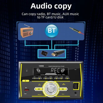 2 Din Auto MP3 Prehrávač, FM Audio Stereo Prijímač AUX Vstup Bluetooth-kompatibilné Farebné Svetlá Auto Elektronika Príslušenstvo