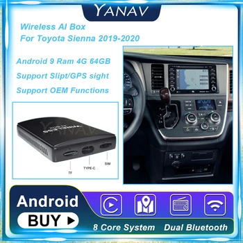 Android Auto Carplay Bezdrôtový Ai Box Pre Toyota Sienna 2019-2020 Qualcomm 450 Android 9 4G 64GB Plug and Play AI Adaptér Box