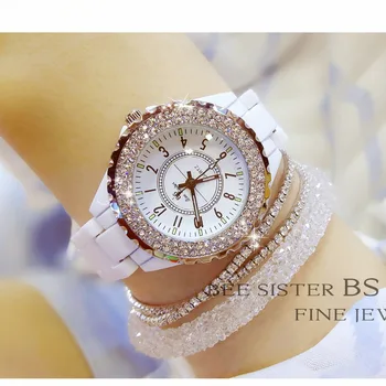 2022 neue čistý luxus Frauen Uhren Weib Keramik Diamant Damen Weibliche Uhr Geschenk Relogios Femininos Režim Quarz Armbanduhr Uhr