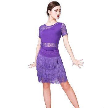 2022 šaty pre ženy latinské Tanečné Šaty Salsa Šaty 2ks Nastaviť Topy + Sukne Tango Cha Cha Výkon Nosiť Kostýmy