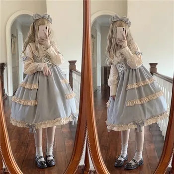 Princess tea party súd sladké lolita šaty elegantné retro čipky bowknot roztomilý viktoriánskej šaty kawaii dievča gothic lolita op
