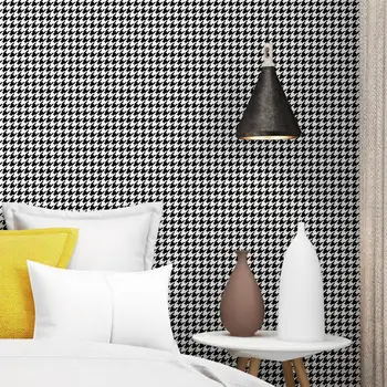 Houndstooth Čierne a Biele Kockované Moderné Tapety Jednoduché Doplnky, Spálne, Obývacia Izba Tapety Nordic Stenu Papier Nepremokavé PVC
