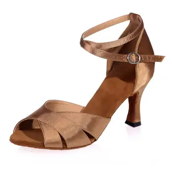 klasické latinské tanečné topánky satin lady sála Sharki brucho praxi krytý tanec kožené sandále jediným stabilné široké pásma