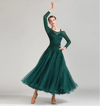 Štandardné Sála Šaty Žien 2023 Kvalitné Tango Valčík Tanec Sukne Dospelých Tmavo Zelená Sála Súťaže Tanečné Šaty