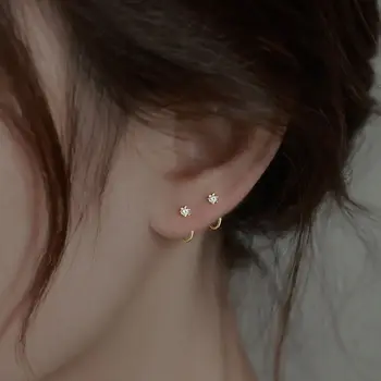 Kórejský Módne Chrupavky Helix Gombíky, Náušnice C Tvarované Spať, dobre sa nosí Piercing Stud Crystal Uchu Krúžok Náušnice Zirkón pre Ženy