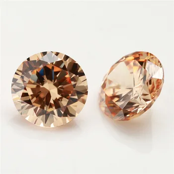 Veľkoobchodná Cena Kolo Brilantné Rez 1-2 mm Diamant Champagne Farba Voľné Cubic Zirconia Kamene pre Krúžky