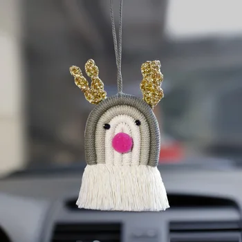 Macrame Ručne vyrábané Vianočné Auto Závesné Dekorácie DIY Elk Príslušenstvo