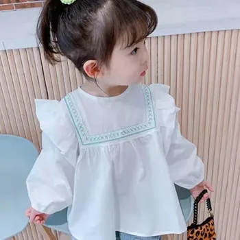 Žena Dieťa 2021 Jar A na Jeseň Nové Oblečenie, Voľné Tričko Deti kórejský Štýl Roztomilý Blúzka Dievča Dlho puzdre Tričko