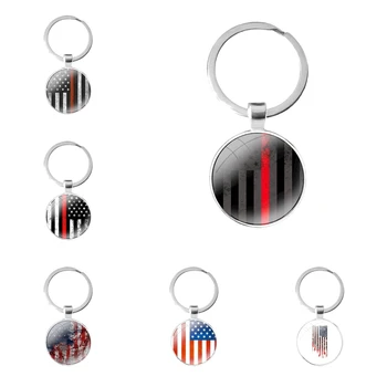 Módny Dizajn Cartoon Tvorivé Americkej vlajky sklo cabochon keychain Taška Auto kľúč reťazca Krúžok Držiak Charms keychains Dary